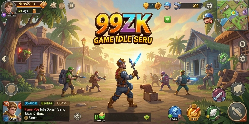 Screenshot 99ZK menunjukkan gameplay Idle yang menarik dan berwarna.