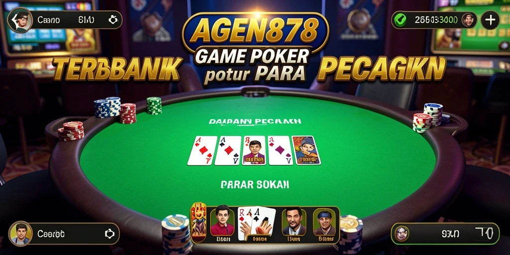 Screenshot AGEN878 menampilkan gameplay Poker yang seru dan menegangkan.