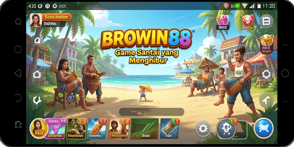 Screenshot gameplay BROWIN88 yang menampilkan karakter lucu dan tantangan seru.