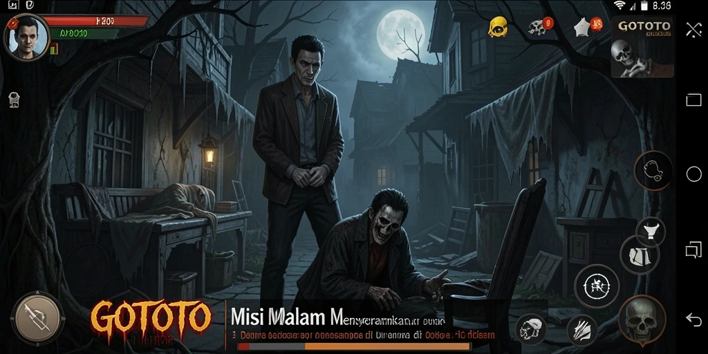 Tangkapan layar utama menunjukkan atmosfer mencekam dalam GOTOTO.