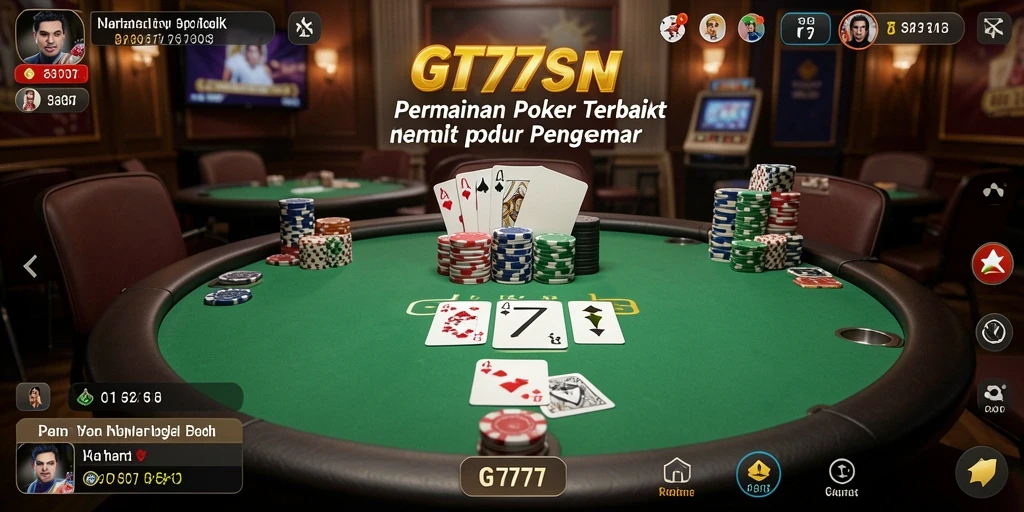 Tampilan gameplay Poker yang menegangkan dan seru di GT777.