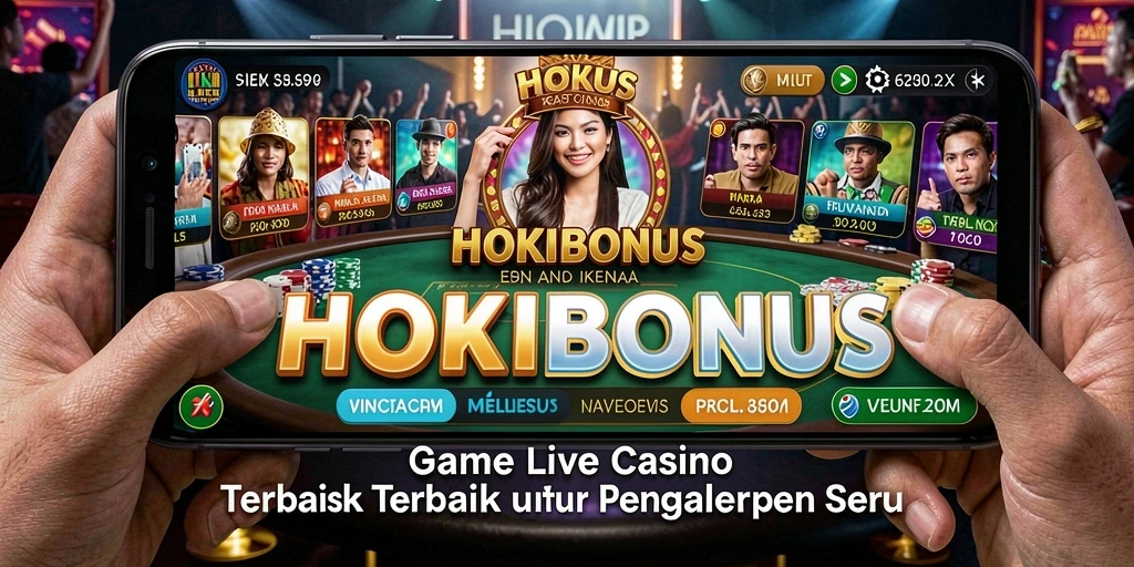 Screenshot gameplay HOKIBONUS menampilkan suasana Live Casino yang seru.