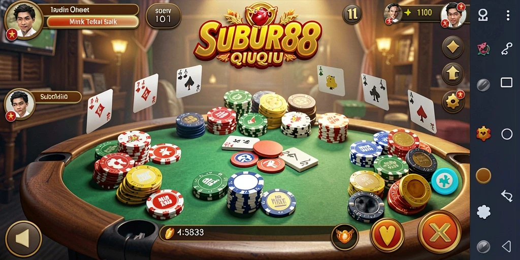 Screenshot utama SUBUR88 menampilkan aksi seru permainan QiuQiu.